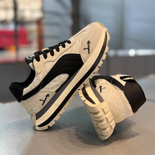 Men's Beige and Black Retro Running Sneakers