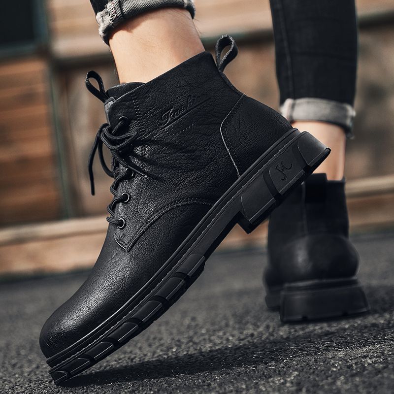 Men's Black, Olive and Brown Platform High-Top Boots