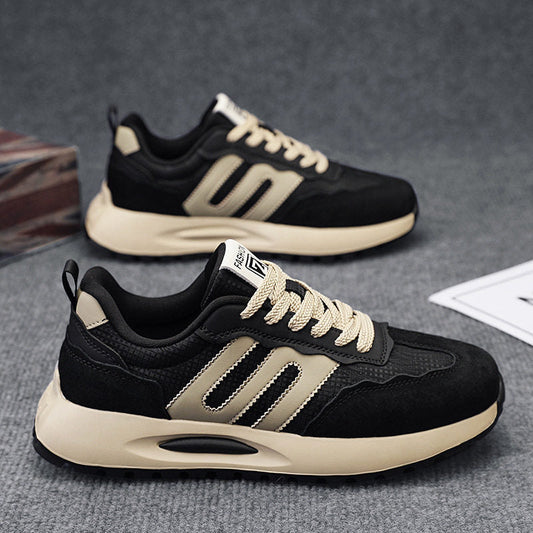Men's Black and Beige Platform Running Sneakers