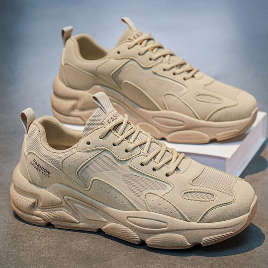 Men's Beige, Silver and Gray Mesh Platform Casual Sneakers