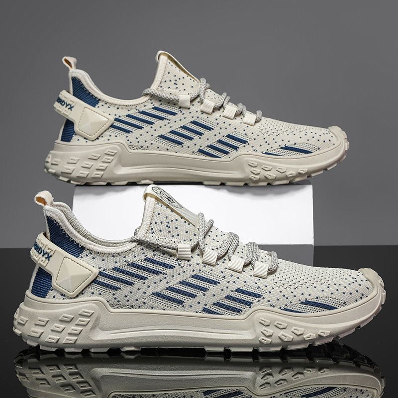 Men's Silver, Gray and Navy Mesh Slip-On Sneakers