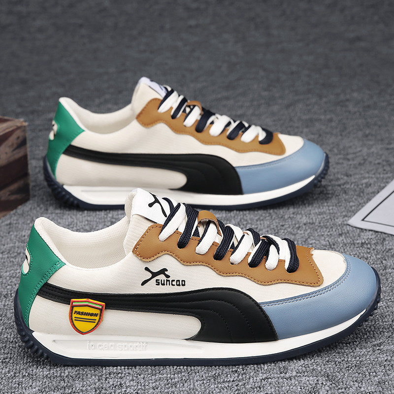 Men's White Multi-Color Retro Low-Top Sneakers