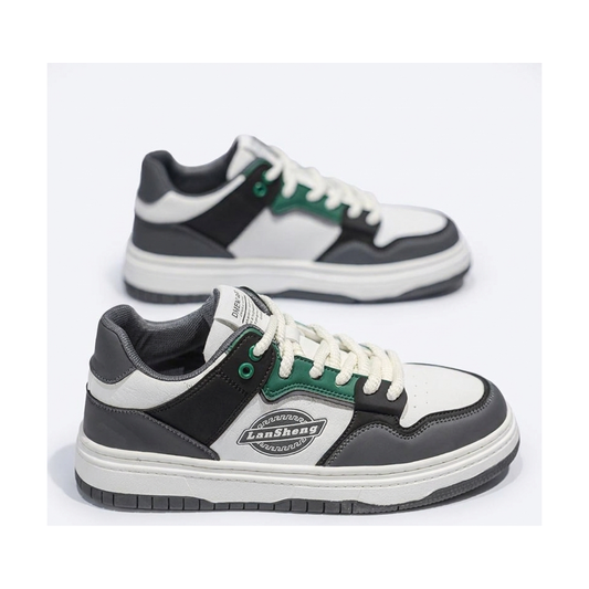 Men's Olive, Beige and Brown Platform Retro Trainer Sneakers