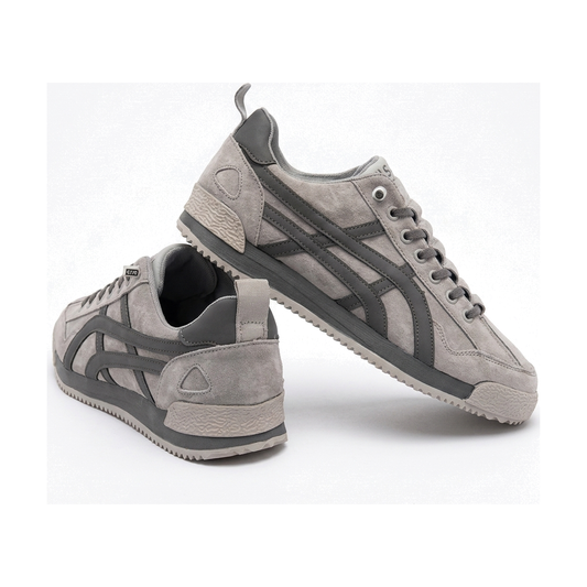 Men's Olive, Beige and Navy Retro Trainer Sneakers